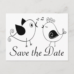 Lovebirds Black White Wedding Save The Date Postcard