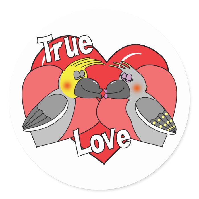 Lovebirds Cartoon Cockatiels Round Stickers