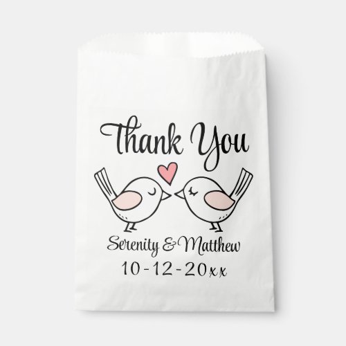 Lovebirds Cartoon Love Birds Thank You Wedding Favor Bag