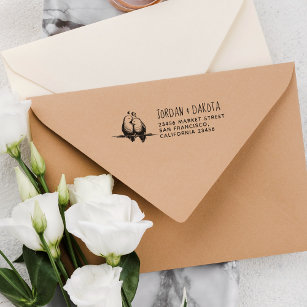 Lovebirds   Custom Wedding Names & Return Address Rubber Stamp
