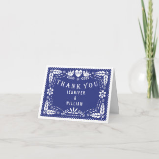 Lovebirds dark blue wedding Thank You Card
