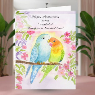 Lovebirds Daughter & Son in Law Happy Anniversary Card