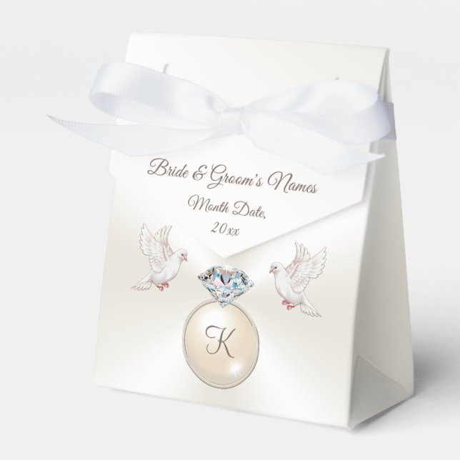 Lovebirds Diamond Personalised Wedding Favor Boxes (Front Side)
