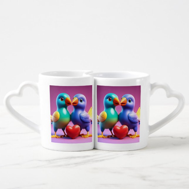 Lovebirds Heart Mug (Back Nesting)