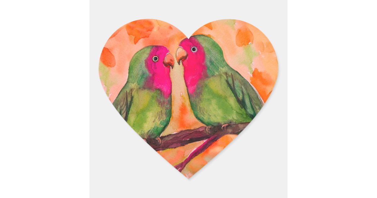 lovebirds heart sticker Zazzle
