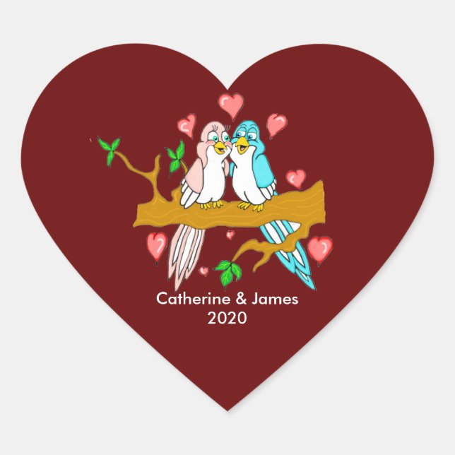 Lovebirds Heart Sticker (Front)