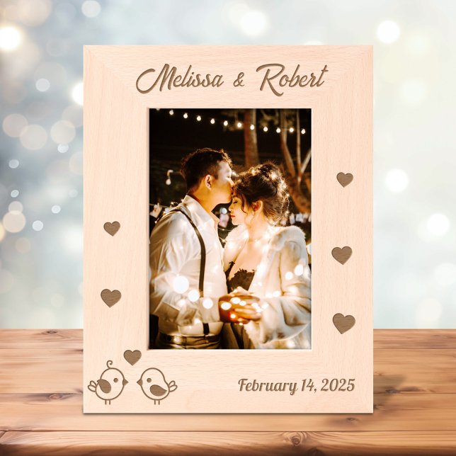 Lovebirds Hearts Couple Valentine Anniversary 5x7 Engraved Frames (Creator Uploaded)