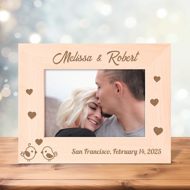Lovebirds Hearts Couple Valentine Anniversary 7x5 Engraved Frames (Creator Uploaded)