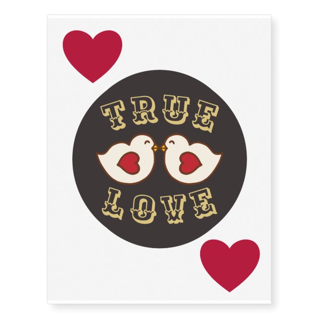 Lovebirds Hearts Temporary Tattoo  (Front)