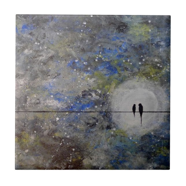Lovebirds in a Storm Ceramic Tile (Front)