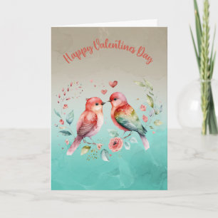 Lovebirds in Bloom: Happy Valentine's Day greeting Card