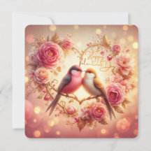 Lovebirds in Bloom – Romantic Valentine's Day Card