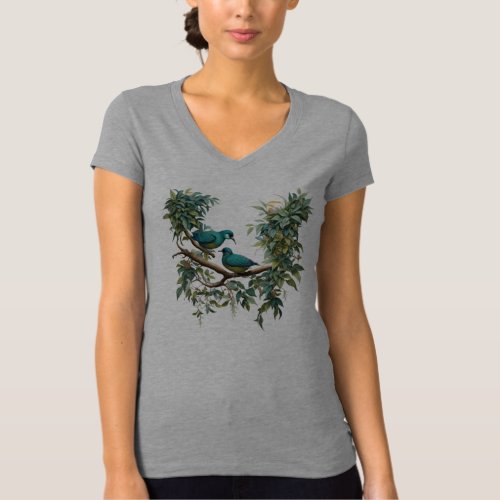 Lovebirds in Harmony Tree Perch Duo girls  T_Shirt