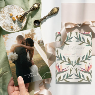 Lovebirds in Paradise Photo Thank You Card