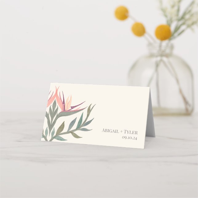 Lovebirds in Paradise Place Card (Back)