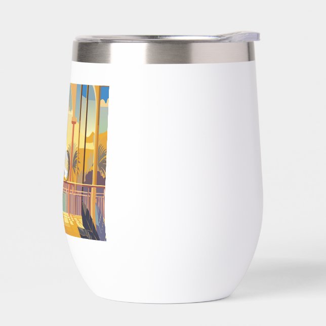 Lovebirds in Paradise  Thermal Wine Tumbler (Left)