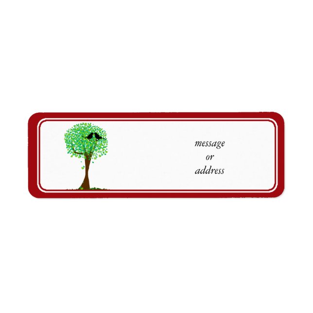 Lovebirds in Tree of Hearts - Summer Love Label (Front)