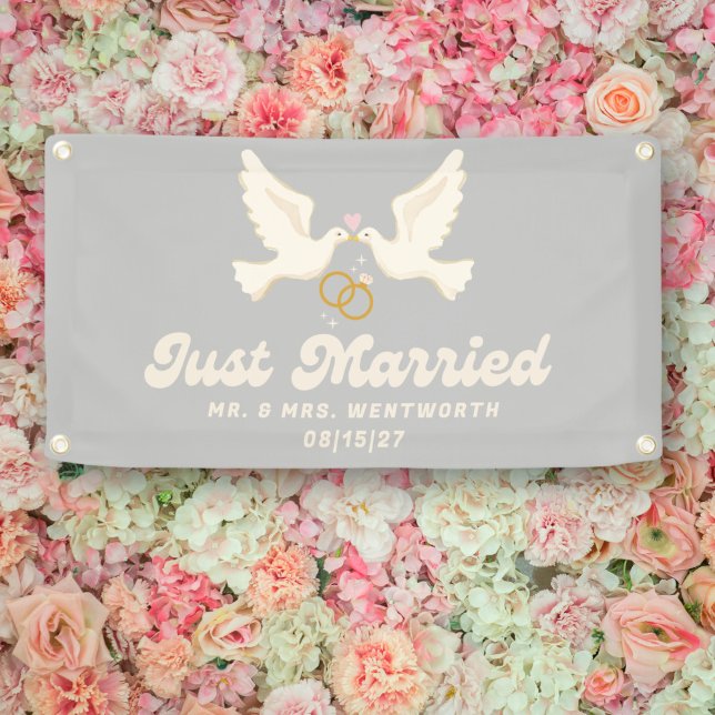 Lovebirds Just Married Car Banner (Creator Uploaded)