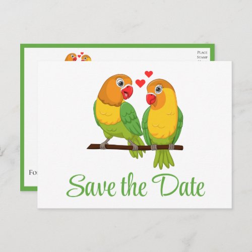 Lovebirds Love Birds Wedding Save The Date Postcard