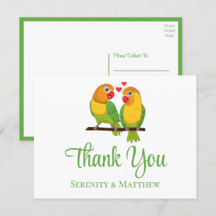 Lovebirds Love Birds Wedding Thank You Postcard