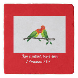Lovebirds Marble Trivet