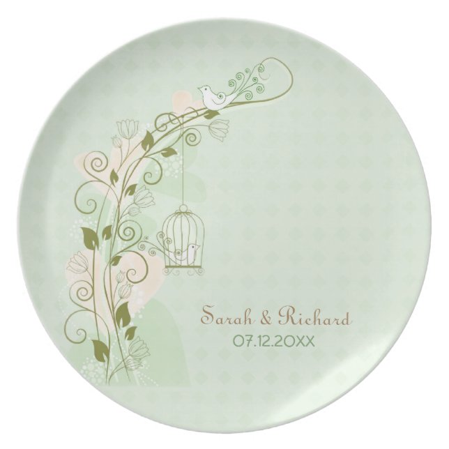 Lovebirds Mint Wedding - Keepsake Plate (Front)