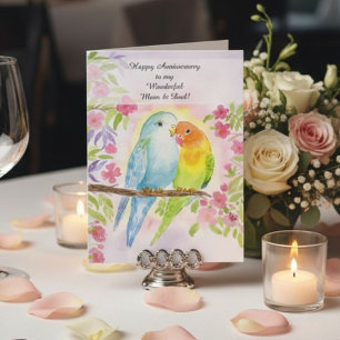 Lovebirds Mom & Dad Happy Anniversary  Card