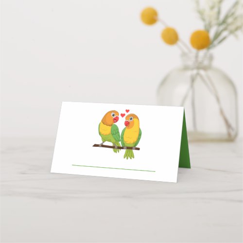 Lovebirds Nature Love Birds Green Wedding Escort Place Card