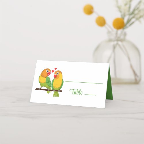 Lovebirds Nature Love Birds Green Wedding Escort Place Card