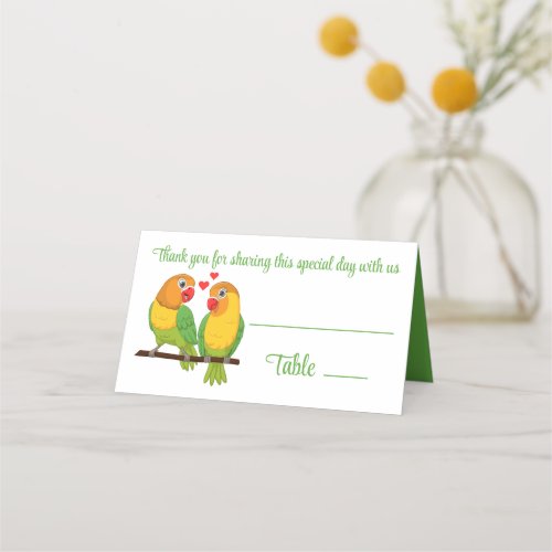 Lovebirds Nature Love Birds Green Wedding Escort Place Card