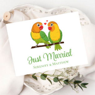 Lovebirds Nature Love Birds Just Married Wedding Announcement Postcard