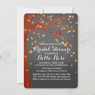 Lovebirds oak tree hearts bridal shower love1 invitation