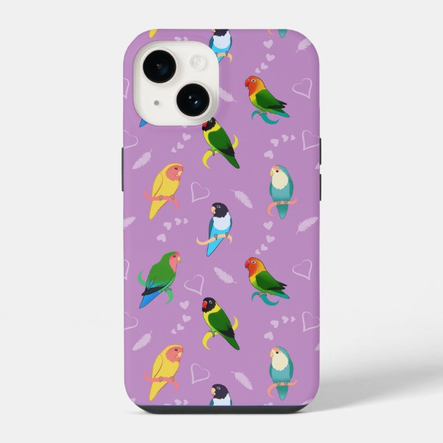 Lovebirds of Rainbow Colors Pattern Iphone Case (Back)