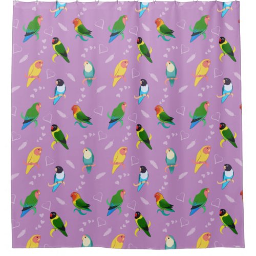 Lovebirds of Rainbow Colors Pattern Shower Curtain