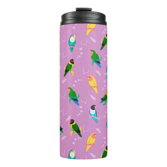 Lovebirds of Rainbow Colors Pattern Thermal Tumbler (Front)