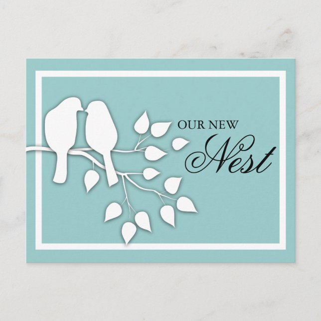 Lovebirds on a Branch New Nest Address Card (Front)