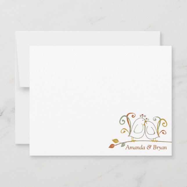 Lovebirds on Branches Stationery Notecards (Front)