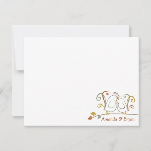 Lovebirds on Branches Stationery Notecards Personalized Announcements