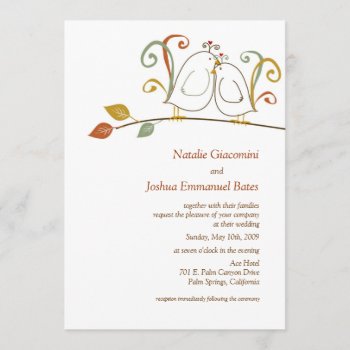 Lovebirds On Branches Wedding Invitations by paisleyinparis at Zazzle