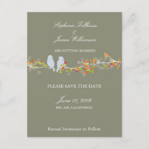 Lovebirds on floral branch postcard/diy background announcement postcard