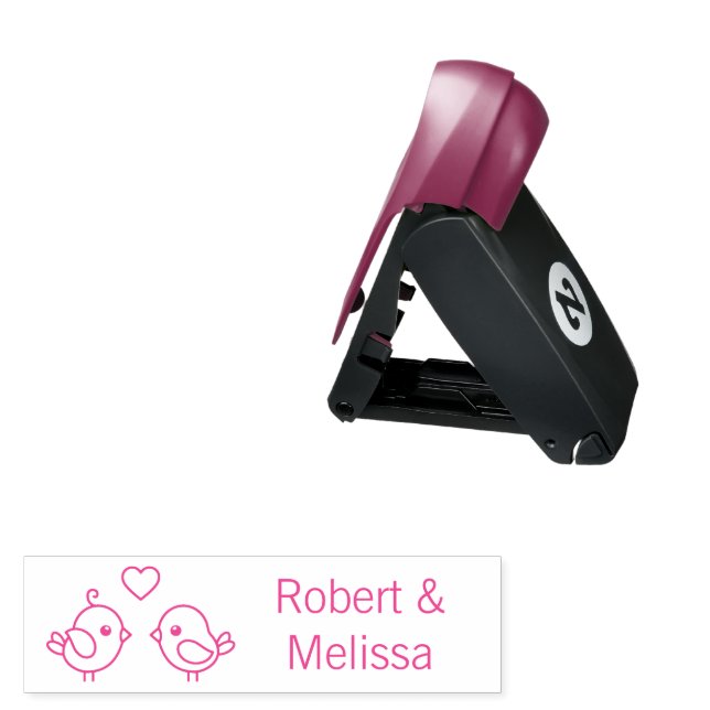 Lovebirds - Pair of Cute Cartoon Birds Pocket Stamp (Open with Design)