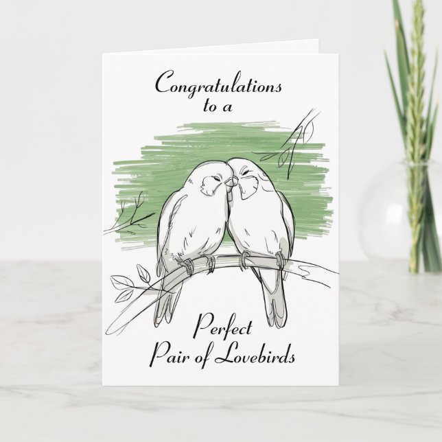 Lovebirds Personalized Wedding Card (Front)