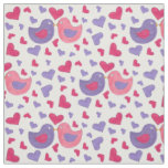 Lovebirds Pink Purple Dove Birds Hearts Love Fabric