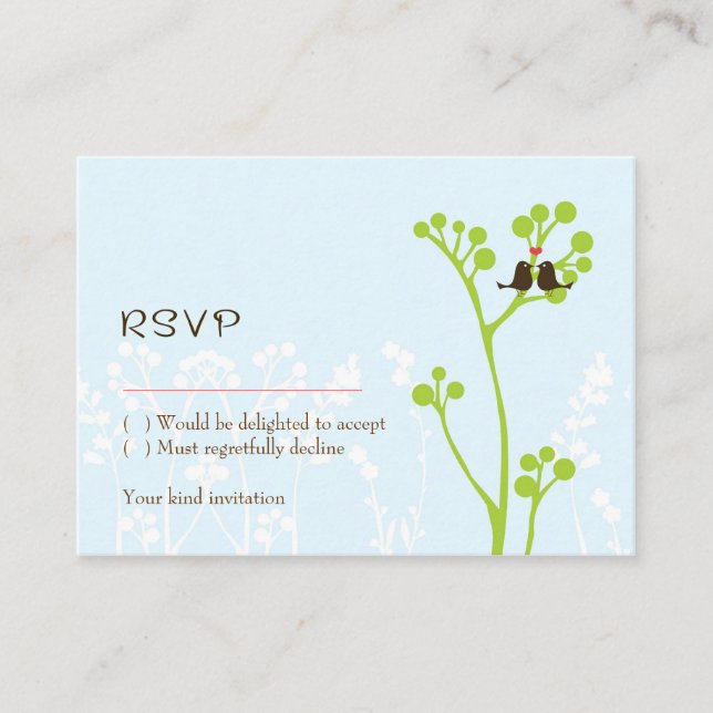 Lovebirds (Powder Blue) RSVP Card (Front)