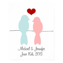 Lovebirds print - customize with names and date