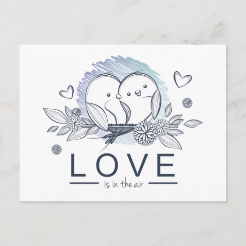 Lovebirds Purple Floral Wedding Engagement Bridal Postcard