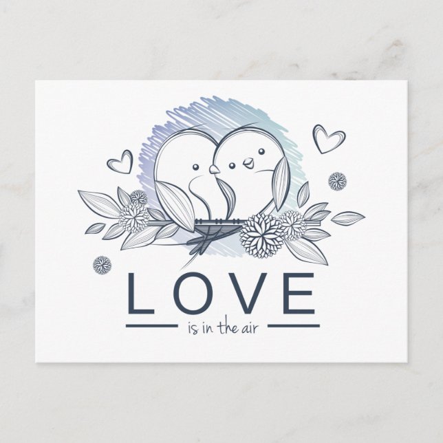 Lovebirds Purple Love Wedding Postcard (Front)