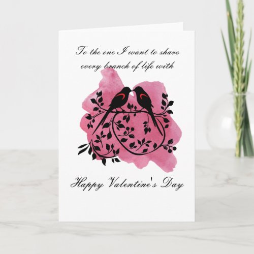 Lovebirds Sharing A Branch Valentines Day Card