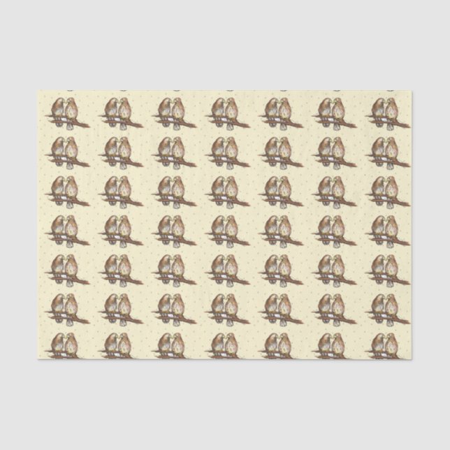 Lovebirds Snow Love Bird Valentine's Day Christmas Tissue Paper (Front)