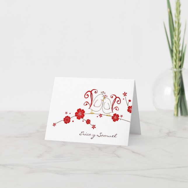 Lovebirds Thank You Cards / Tarjetas de Enamorados (Front)